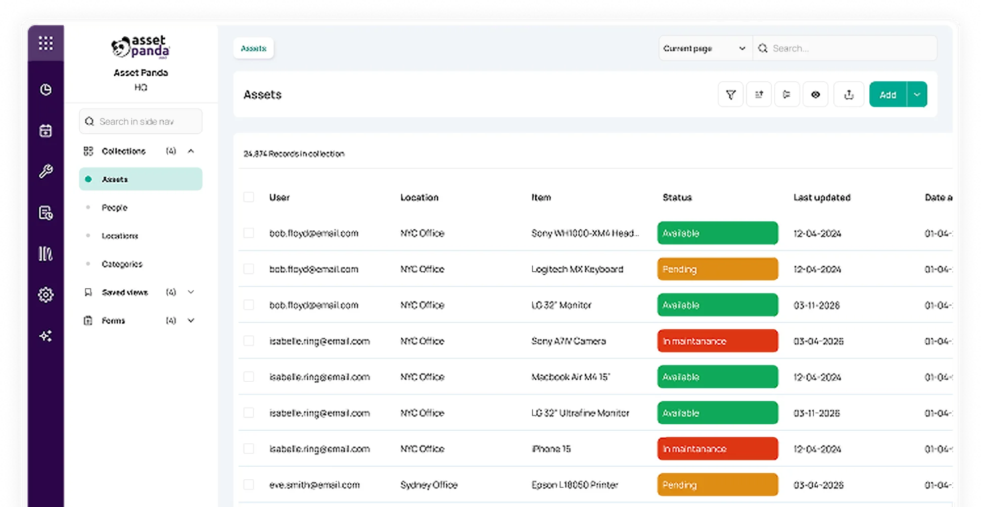Inspection workflow screen